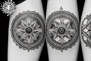 Friendship Yin and Yang Tattoos. With elephants, stars, moonlight and nature. Compasses, clocks something to represent love for each other. tattoo idea
