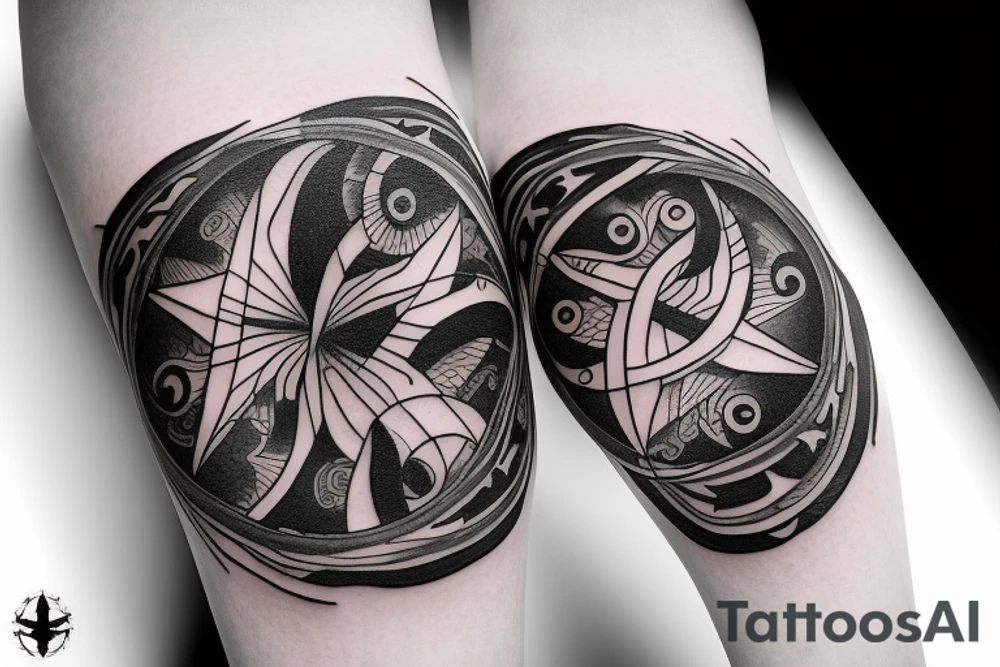 Friendship Yin and Yang Tattoos. With elephants, stars, moonlight and nature. Compasses, clocks something to represent love for each other. tattoo idea
