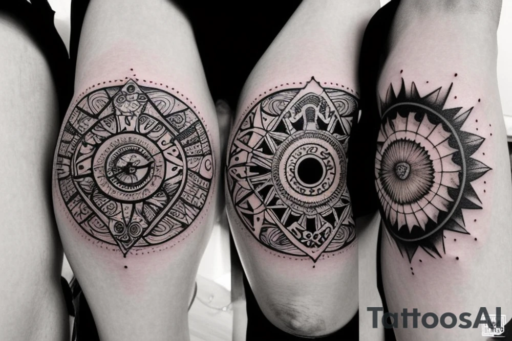 Friendship Yin and Yang Tattoos. With elephants, stars, moonlight and nature. Compasses, clocks something to represent love for each other. tattoo idea