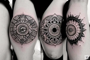 Friendship Yin and Yang Tattoos. With elephants, stars, moonlight and nature. Compasses, clocks something to represent love for each other. tattoo idea