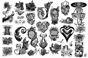 Dłoń róża strzała tattoo idea