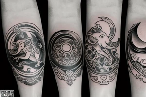 Friendship Yin and Yang Tattoos. With elephants, stars, moonlight and nature. tattoo idea