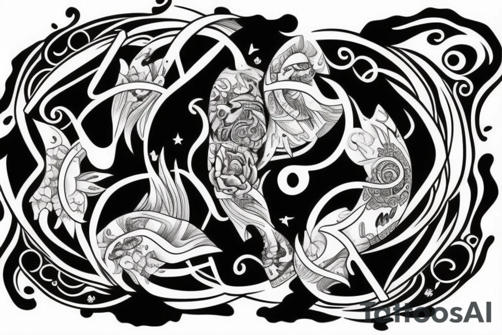Friendship Yin and Yang Tattoos. With elephants, stars, moonlight and nature. tattoo idea