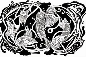 Friendship Yin and Yang Tattoos. With elephants, stars, moonlight and nature. tattoo idea