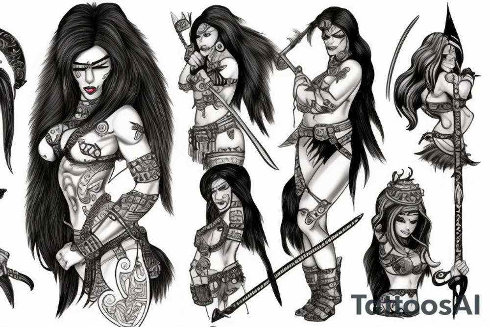 Female barbarian tattoo idea