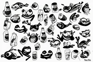 frog drinking coke in tights tattoo idea