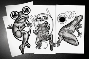 frog drinking coke in tights tattoo idea