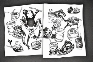 frog drinking coca cola in tights tattoo idea