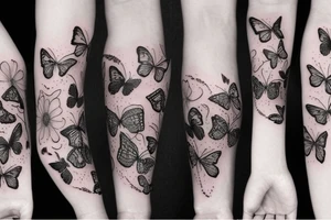 Soft floral body with butterflies tattoo idea