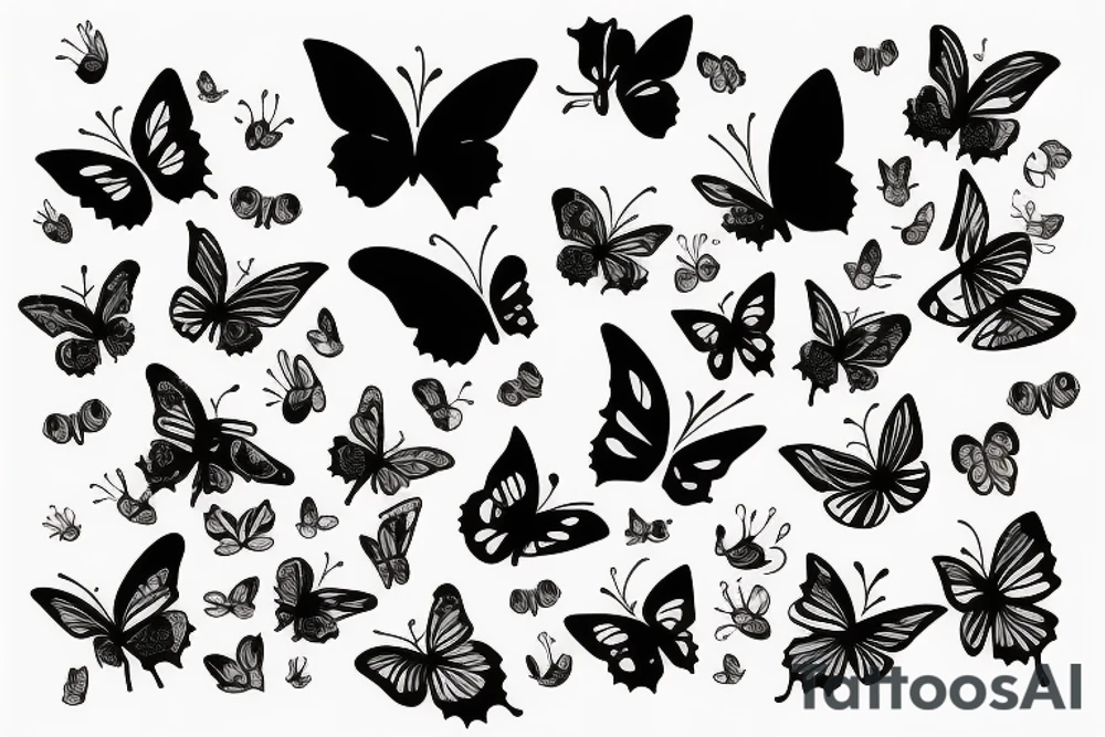 Soft floral body with butterflies tattoo idea