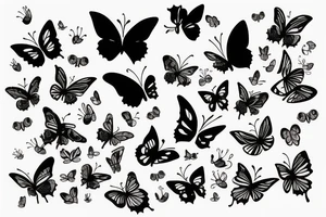 Soft floral body with butterflies tattoo idea