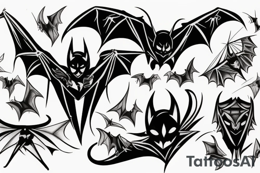 Bat, dark, devil tattoo idea