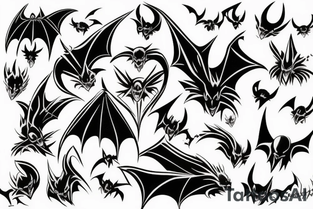 Bat, dark, devil tattoo idea