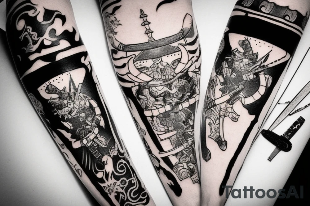Japanese samurai fighting a taurus tattoo idea