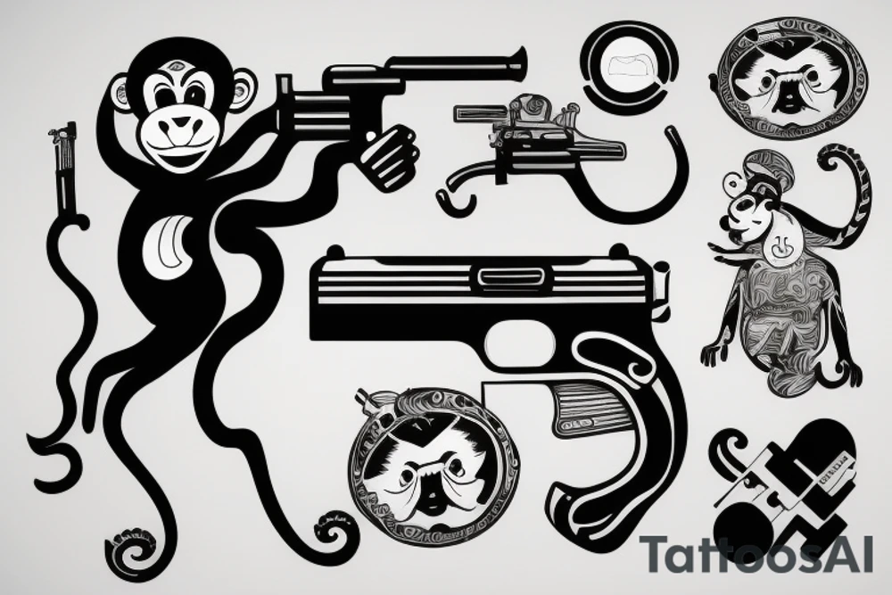 Monkey shooting a gun tattoo idea