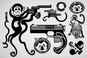 Monkey shooting a gun tattoo idea