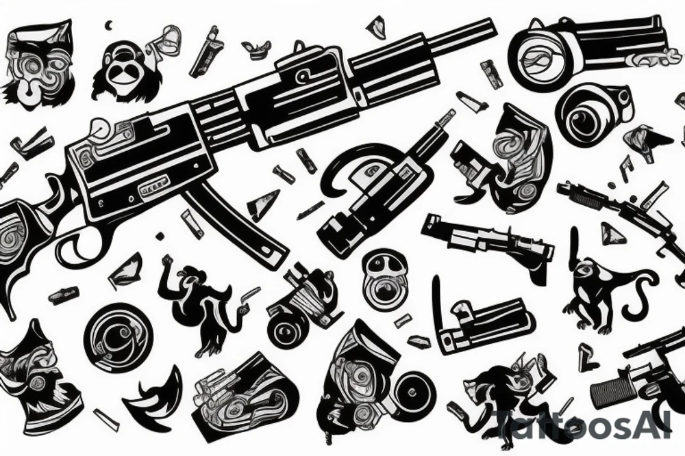 Monkey shooting a gun tattoo idea