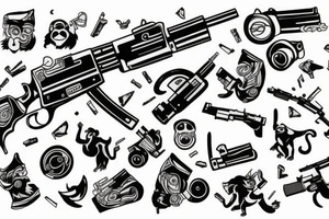 Monkey shooting a gun tattoo idea