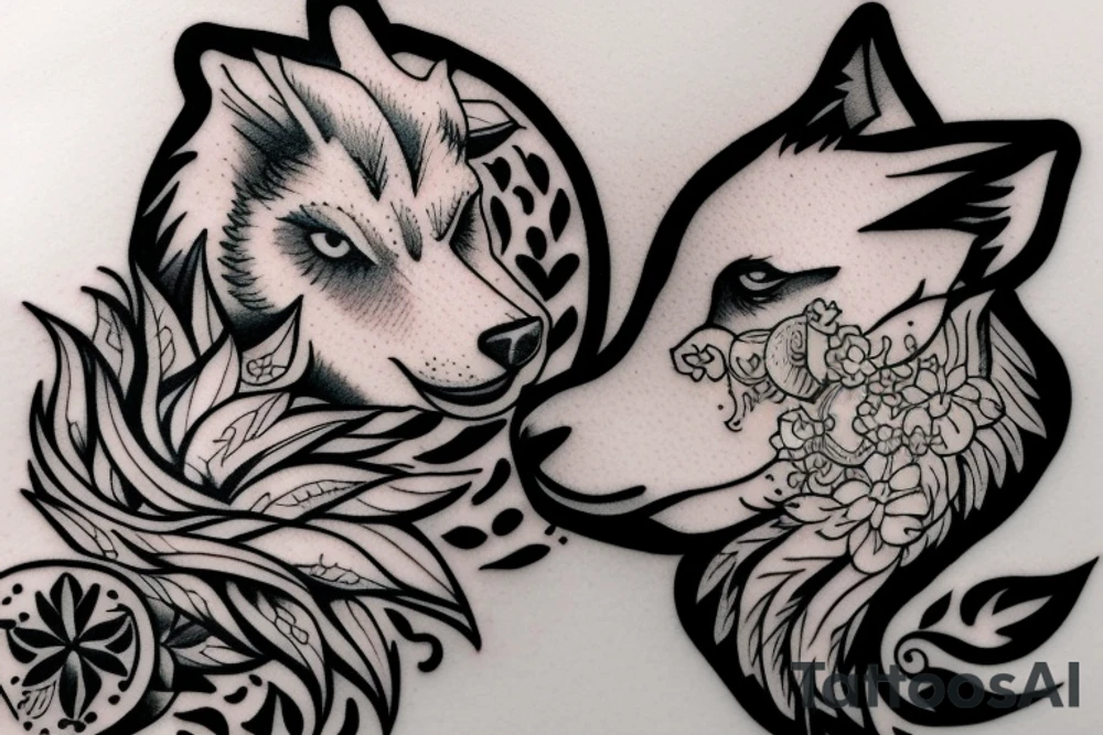 wolf breastfeeding a lamb tattoo idea