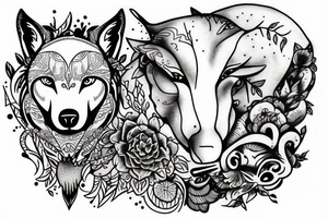 wolf breastfeeding a lamb tattoo idea