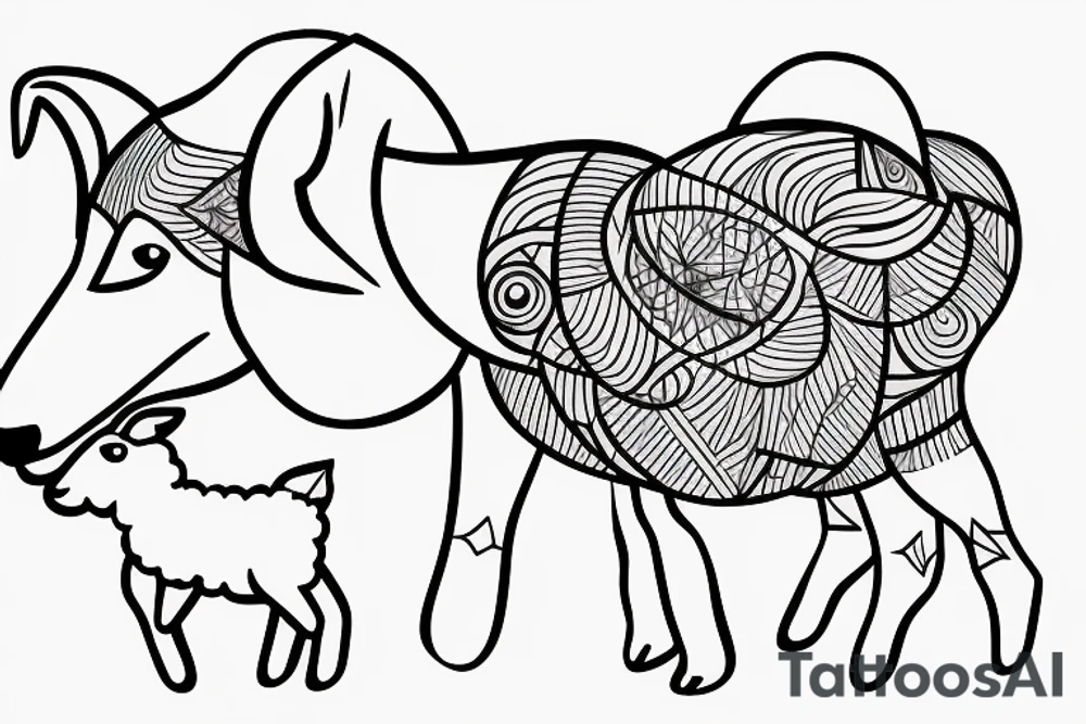 wolf breastfeeding a lamb tattoo idea