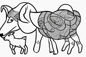 wolf breastfeeding a lamb tattoo idea