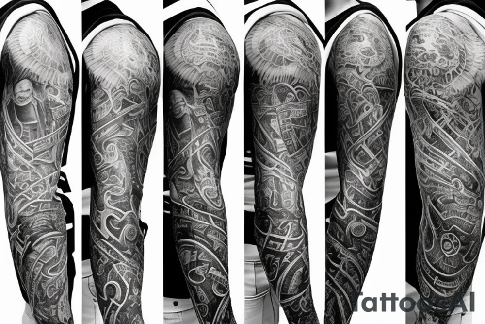 Sleeve tattoo that represents belief tattoo idea