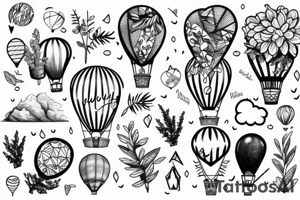 a cheerful forester in a balloon tattoo idea
