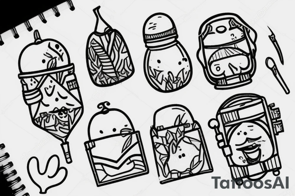 a cheerful forester in a balloon tattoo idea