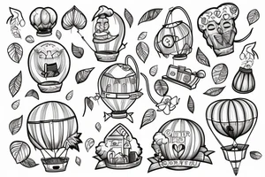 a cheerful forester in a balloon tattoo idea