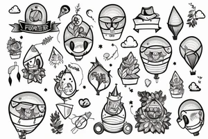 a cheerful forester in a balloon tattoo idea