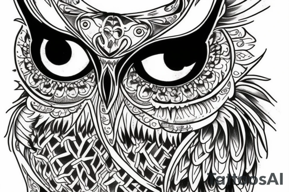 gothic owl tattoo idea