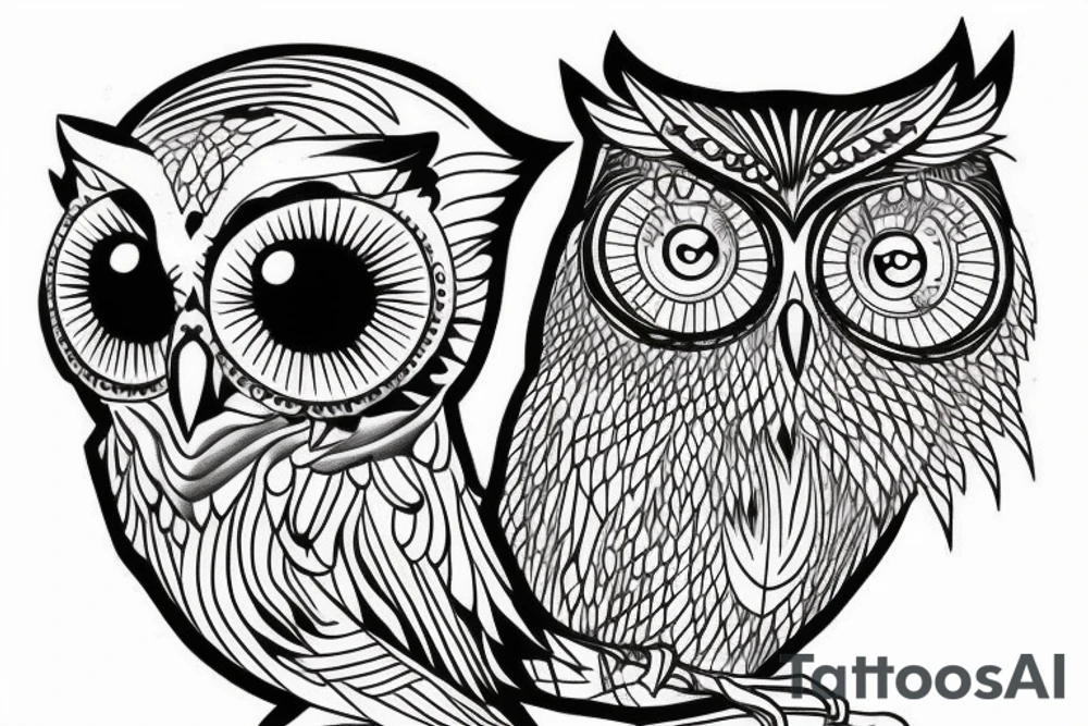gothic owl tattoo idea