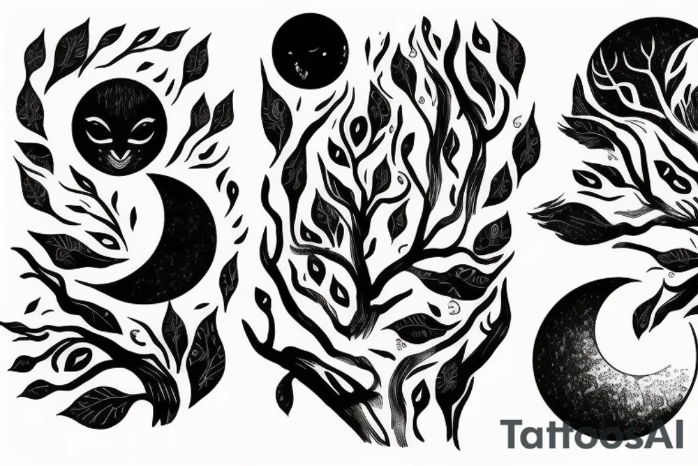 Red moon forest tattoo idea