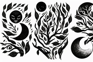 Red moon forest tattoo idea