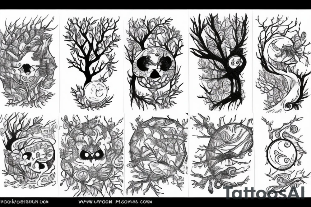 Red moon forest tattoo idea
