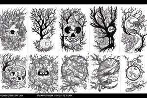 Red moon forest tattoo idea