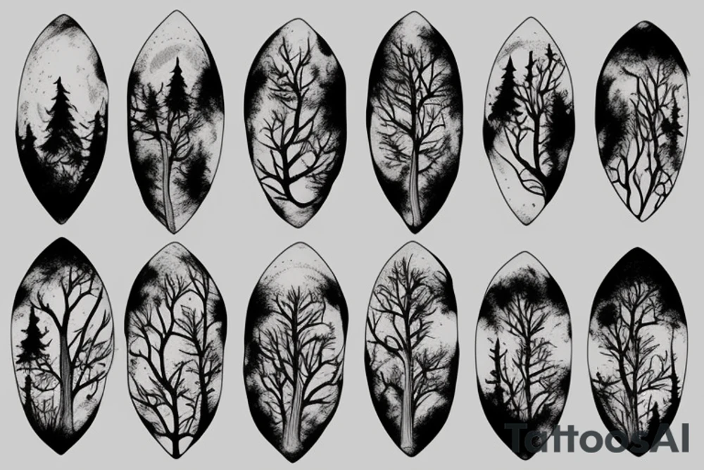 Red moon forest tattoo idea