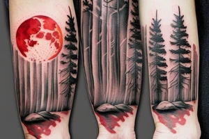 Red moon forest tattoo idea