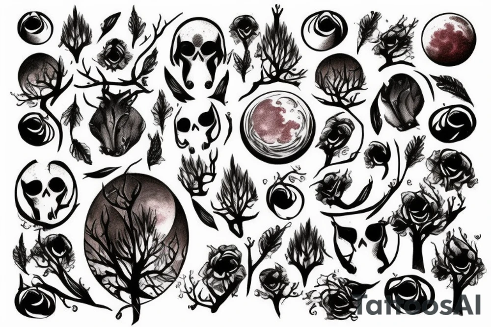 Red moon forest tattoo idea