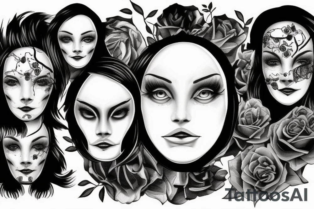 Half a surreal human head depicted with an over flow of emotions tattoo idea