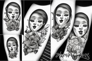 Half a surreal human head depicted with an over flow of emotions tattoo idea
