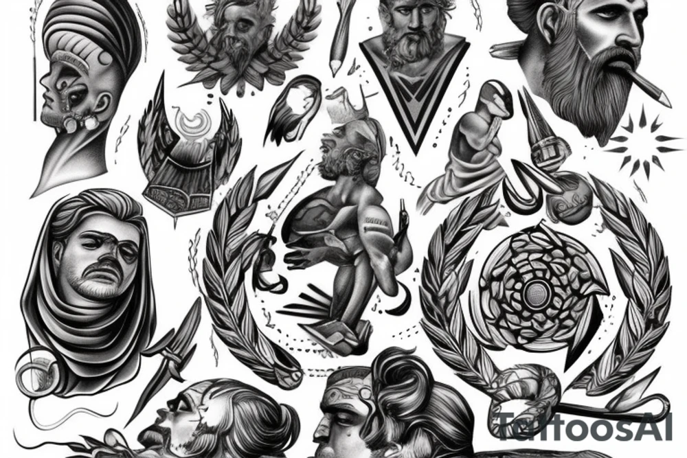 Zeus with a thunderbolt in his hand tattoo idea