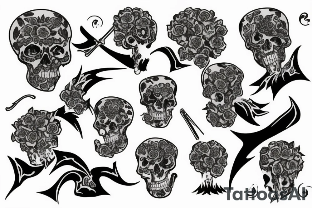 Grim reaper with flowers tattoo idea