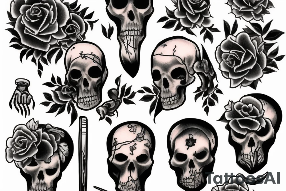 Grim reaper with flowers tattoo idea