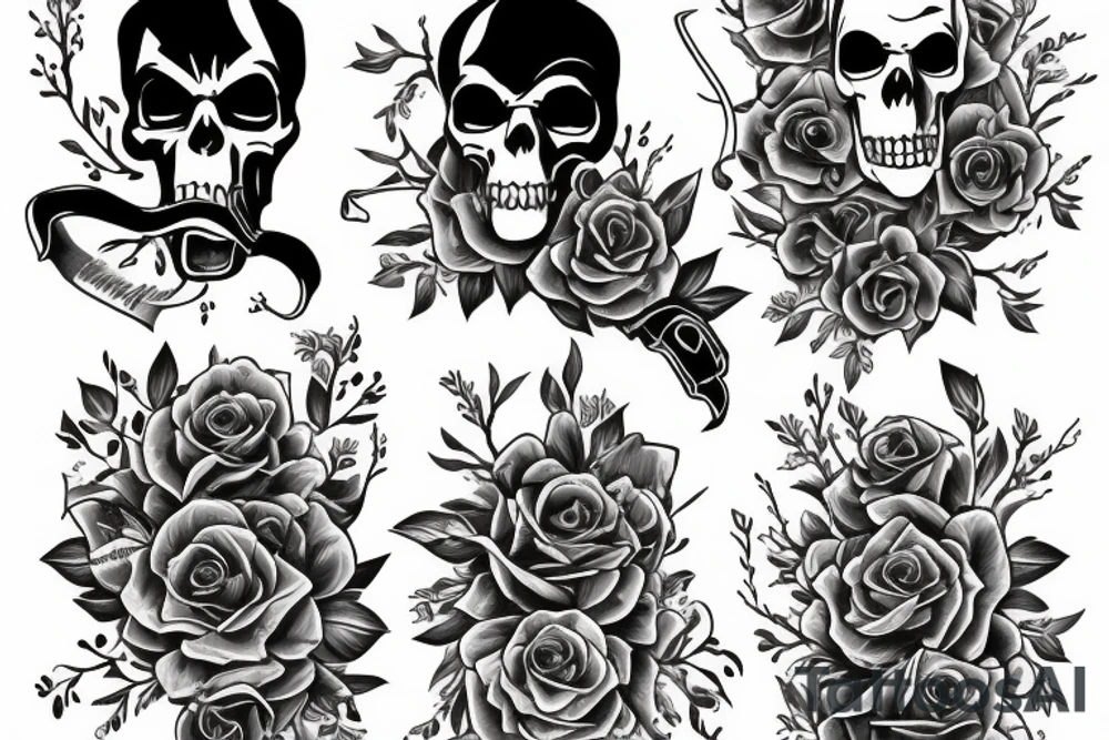 Grim reaper with flowers tattoo idea