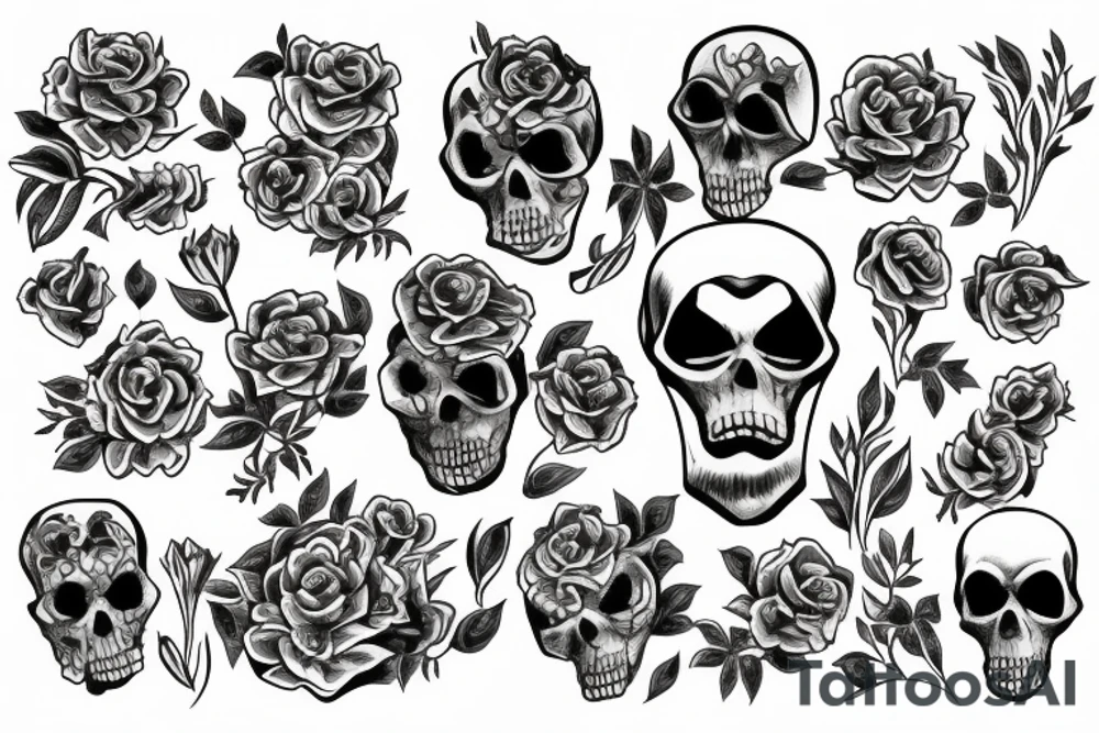 Grim reaper surrounded by flowers tattoo idea