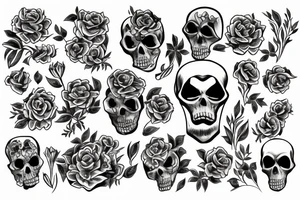 Grim reaper surrounded by flowers tattoo idea