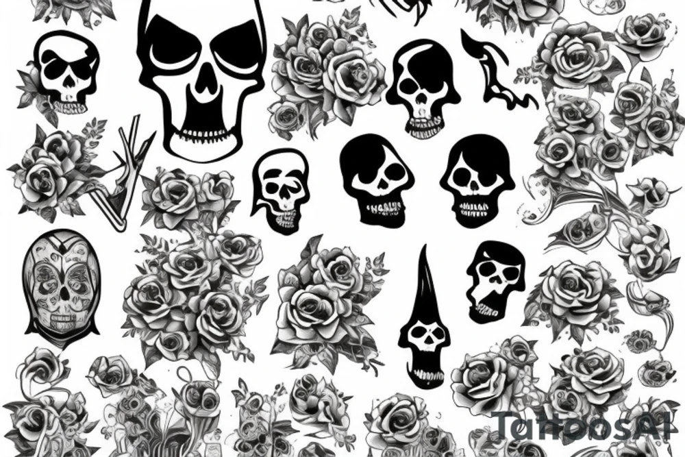 Grim reaper surrounded by flowers tattoo idea