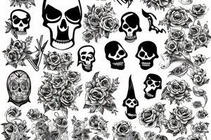 Grim reaper surrounded by flowers tattoo idea